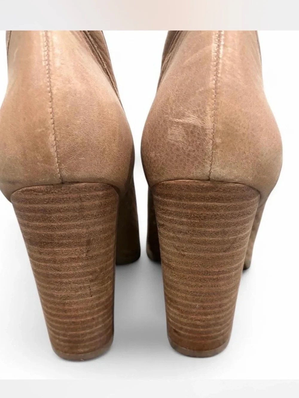 Lucky Brand Taupe Perforated Peep-Toe Block Heel Leather Bootie 8.5